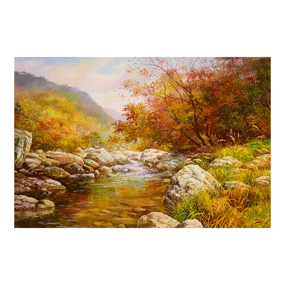 【御畫房】金秋溪水 國家一級畫師手繪油畫60×90cm(VF-08), , large