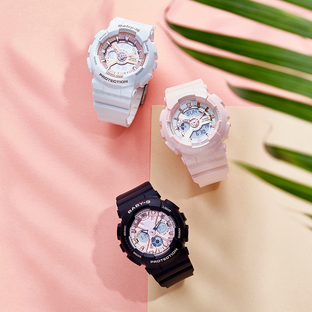 CASIO 卡西歐 BABY-G 人氣休閒手錶-黑X粉紅 BA-130-1A4, , large