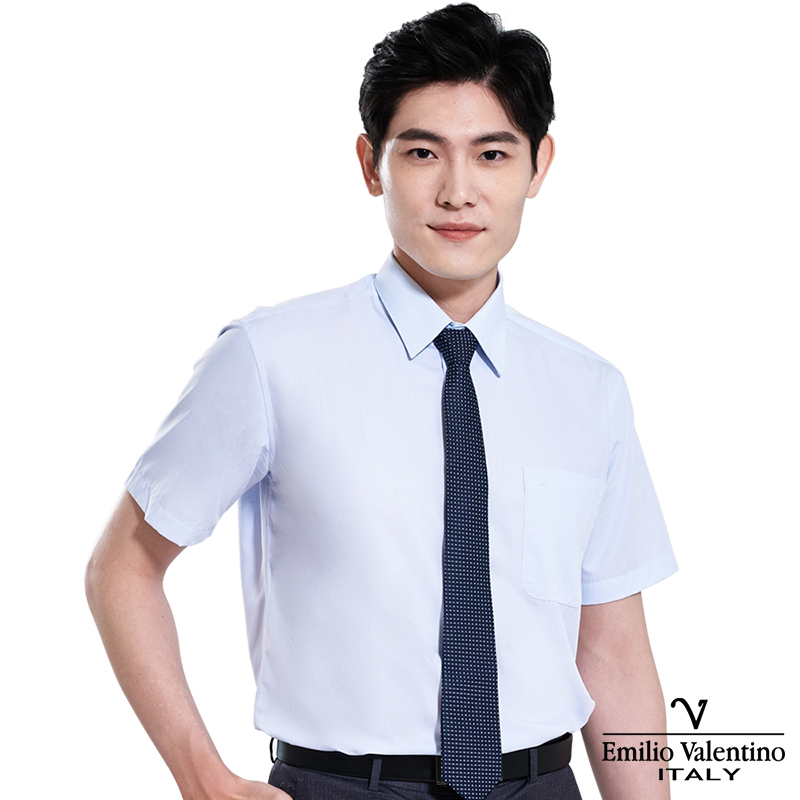 范倫提經典條紋307藍條短袖襯衫, , large