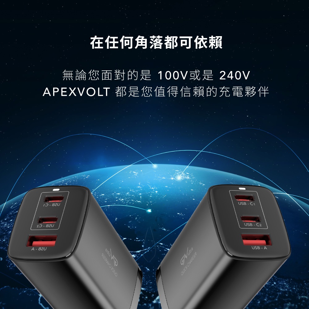 【GC】充滿快樂 65W 三孔GaN氮化鎵充電器 USB-C*2+USB-A*1 快充頭|TYPE-C|手機/筆電充電器, , large