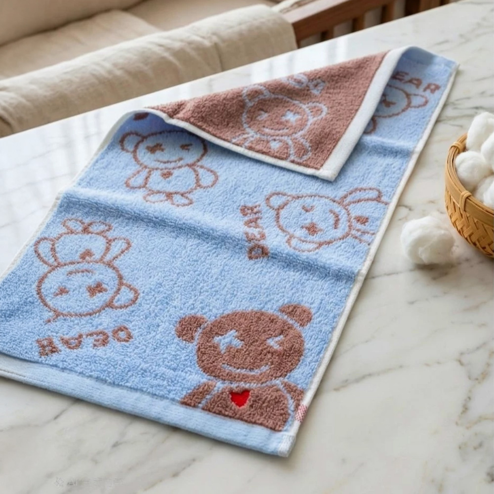 [Kaimei Cotton Industry] Randomly excellent pure cotton untwisted yarn absorbent children's towel/bath towel/face towel-Punk Bear, , large