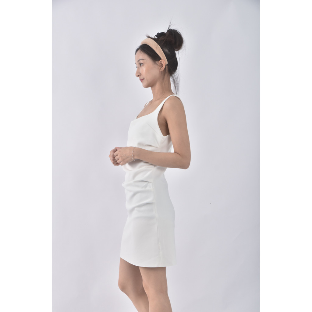 (S) 質感素面白色洋裝二手衣, , large