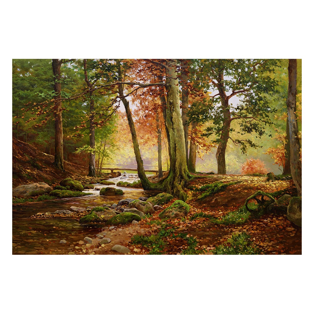 【御畫房】林中溪流 國家一級畫師手繪油畫60×90cm(VF-195), , large