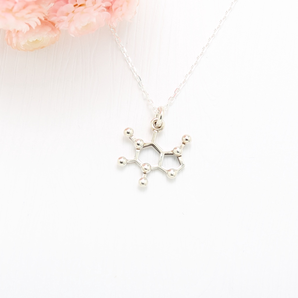 【Angel & Me】咖啡 咖啡因 分子 化學符號 s925 純銀 項鍊 聖誕節 情人節 禮物, , large