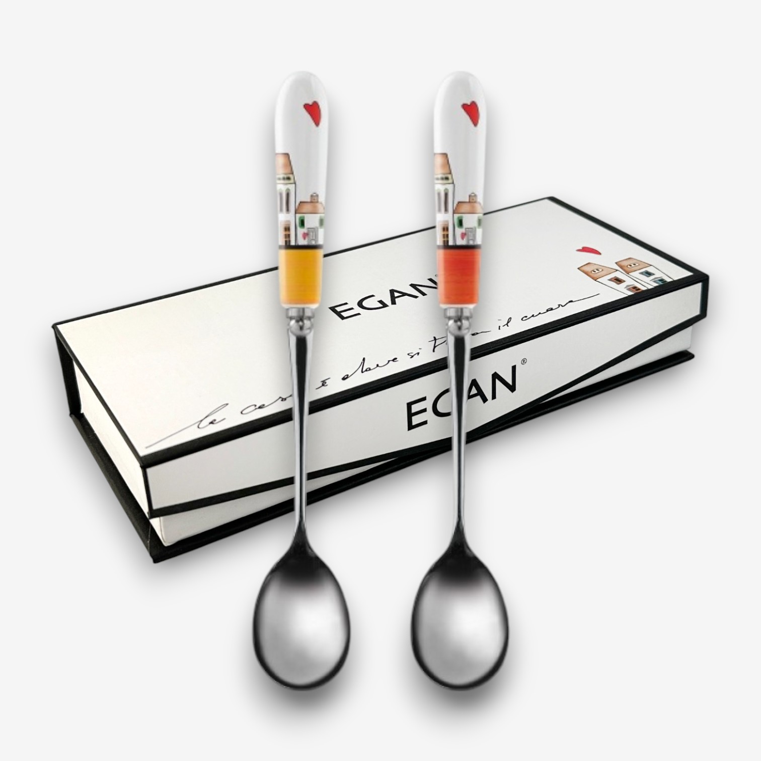 【SOLO Vintage】EGAN Italian Pottery Spoon Two Piece Set European City Series Red, , large
