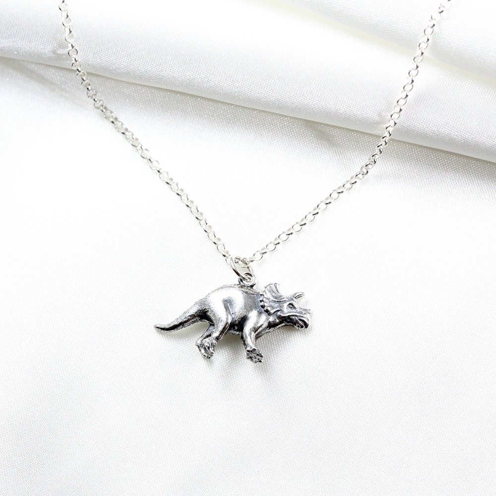 【Angel & Me】3D Dinosaur Triceratops s925 sterling silver necklace birthday gift, , large