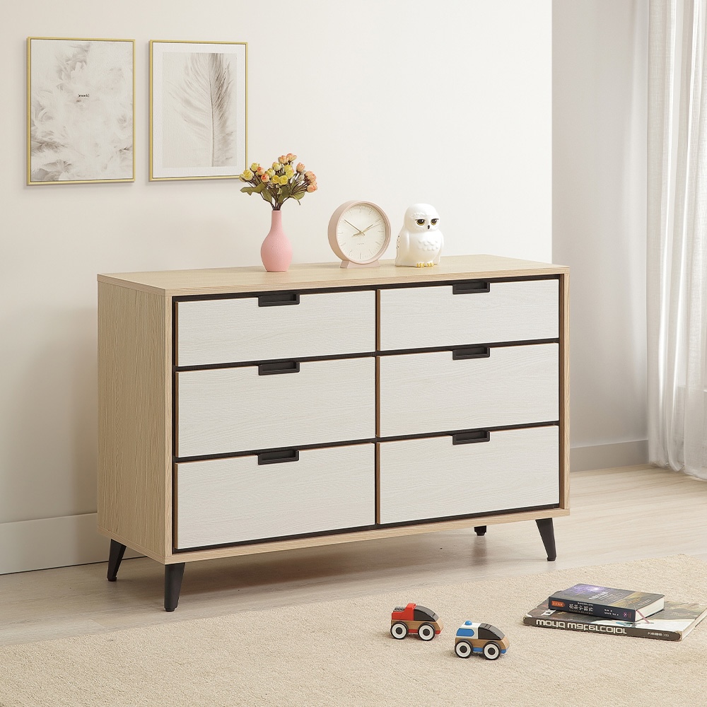 【唯熙傢俱】雷莎原木雙色六斗櫃 抽屜櫃, , large