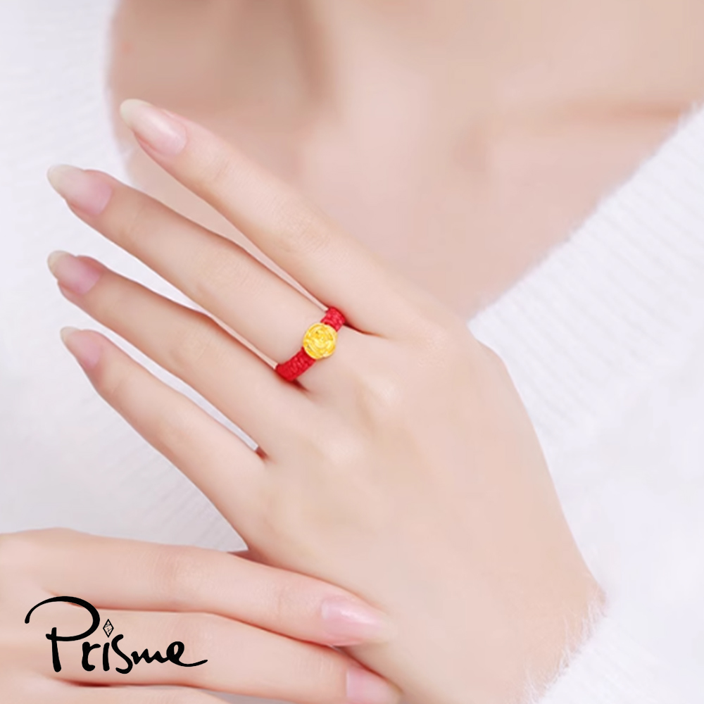 【Prisme Gold】黃金戒指 玫瑰 紅色編織指環 (金重：約0.02錢&plusmn;0.01), , large