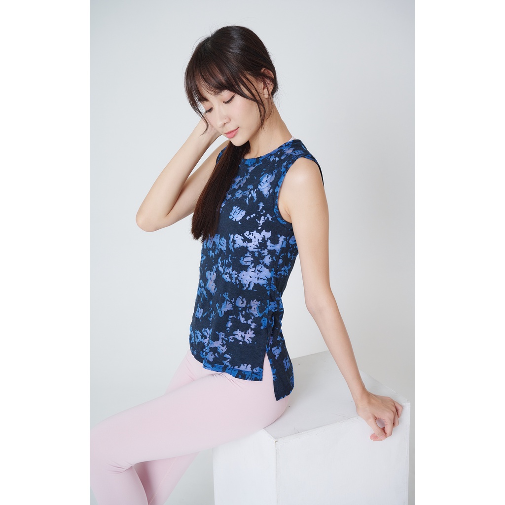 YOGA FLOW Burn Out Tank ( L ) - 圓領長版燒花罩衫 - 湛藍 Blue Ore, , large