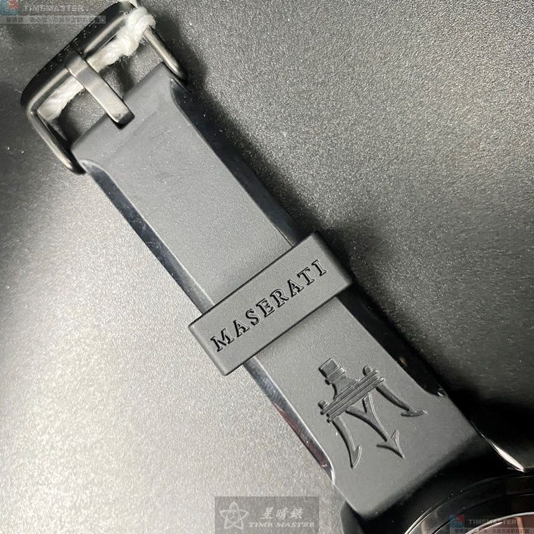 [星晴錶業]MASERATI手錶,46mm,R8871612004黑色錶面黑錶殼深黑色矽膠錶帶款, , large