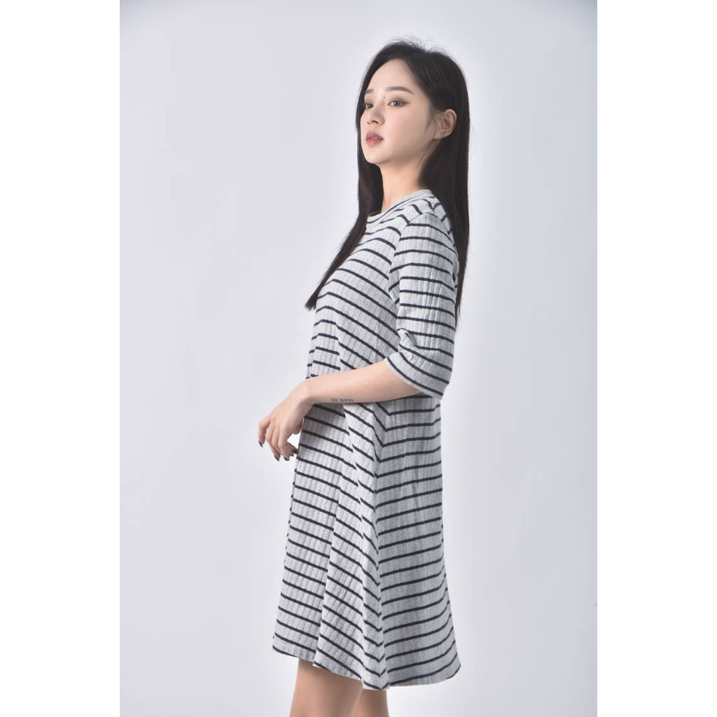 (M) uniqlo棉質純棉條紋灰色洋裝二手衣, , large
