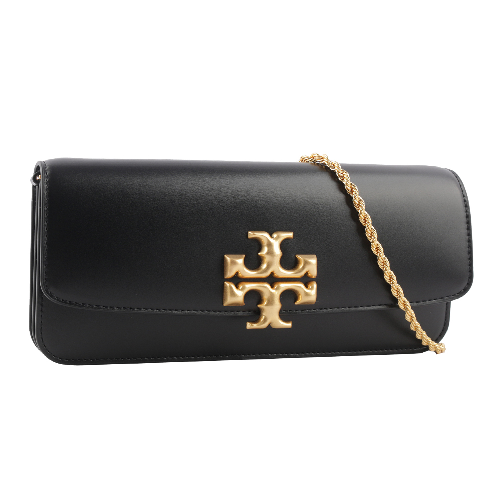TORY BURCH Eleanor 大標誌牛皮肩背鍊包/手拿包/黑色, , large