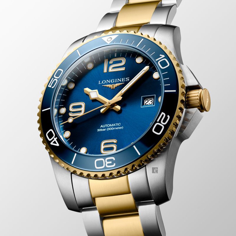 LONGINES 浪琴 深海征服者浪鬼陶瓷潛水機械錶-藍x金/41mm L37813967, , large