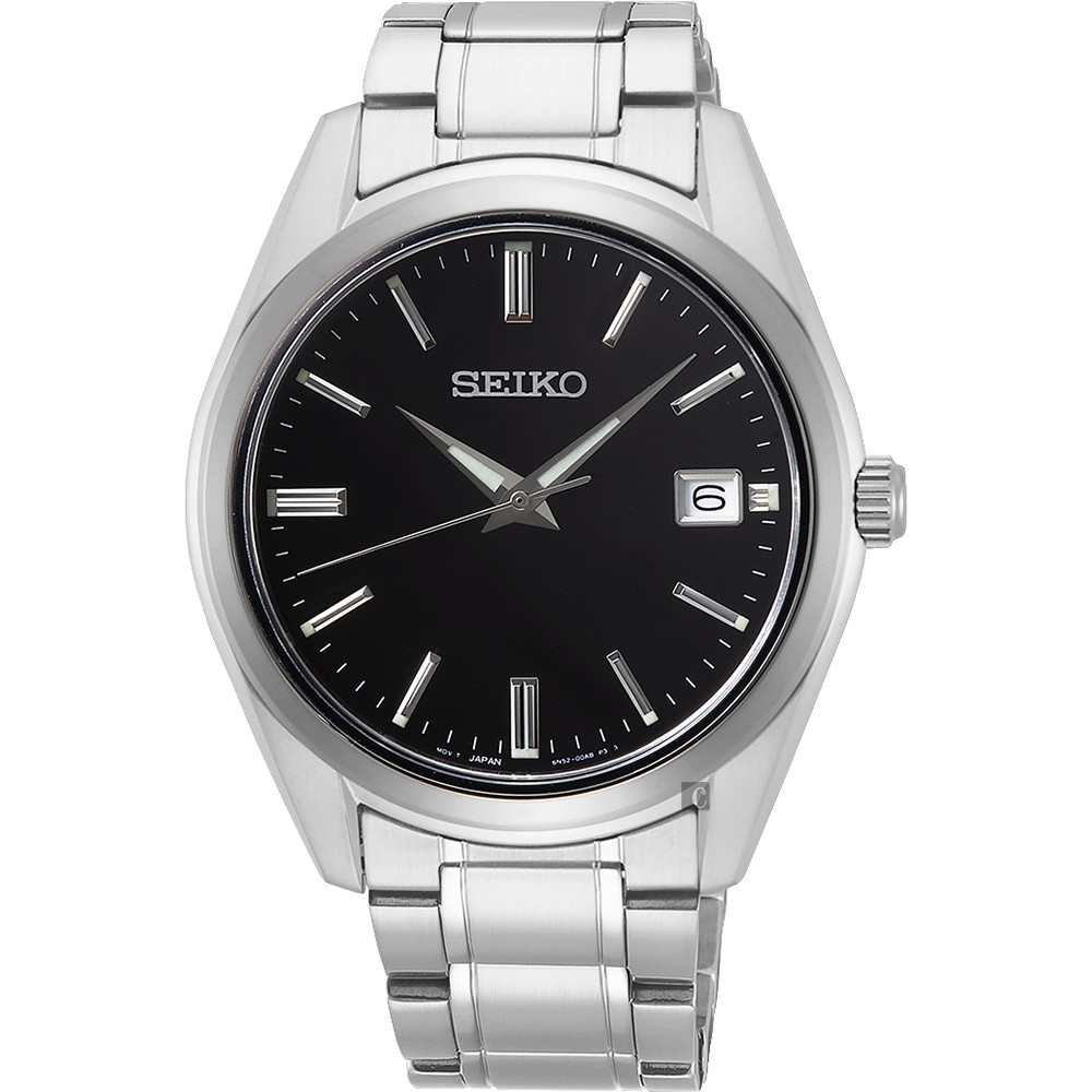 SEIKO 精工 CS 時尚石英手錶-黑x銀/39mm 6N52-00A0D(SUR311P1), , large