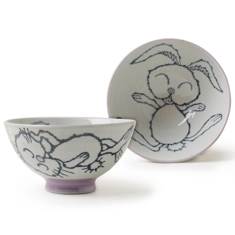 [豐名日本餐具] 4.0"碗 兔子 紫 / C04RB0-189-5
