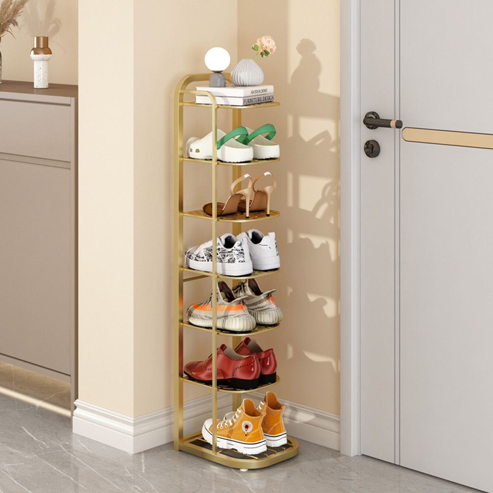 【AOTTO】鐵藝質感七層置物收納鞋架-金色(FT-016X)