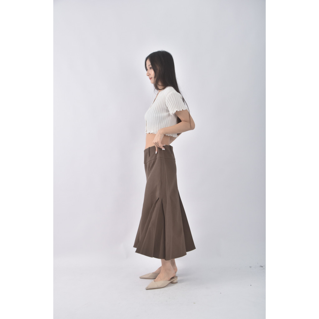 (XL) hoo百褶棕色長裙二手衣, , large