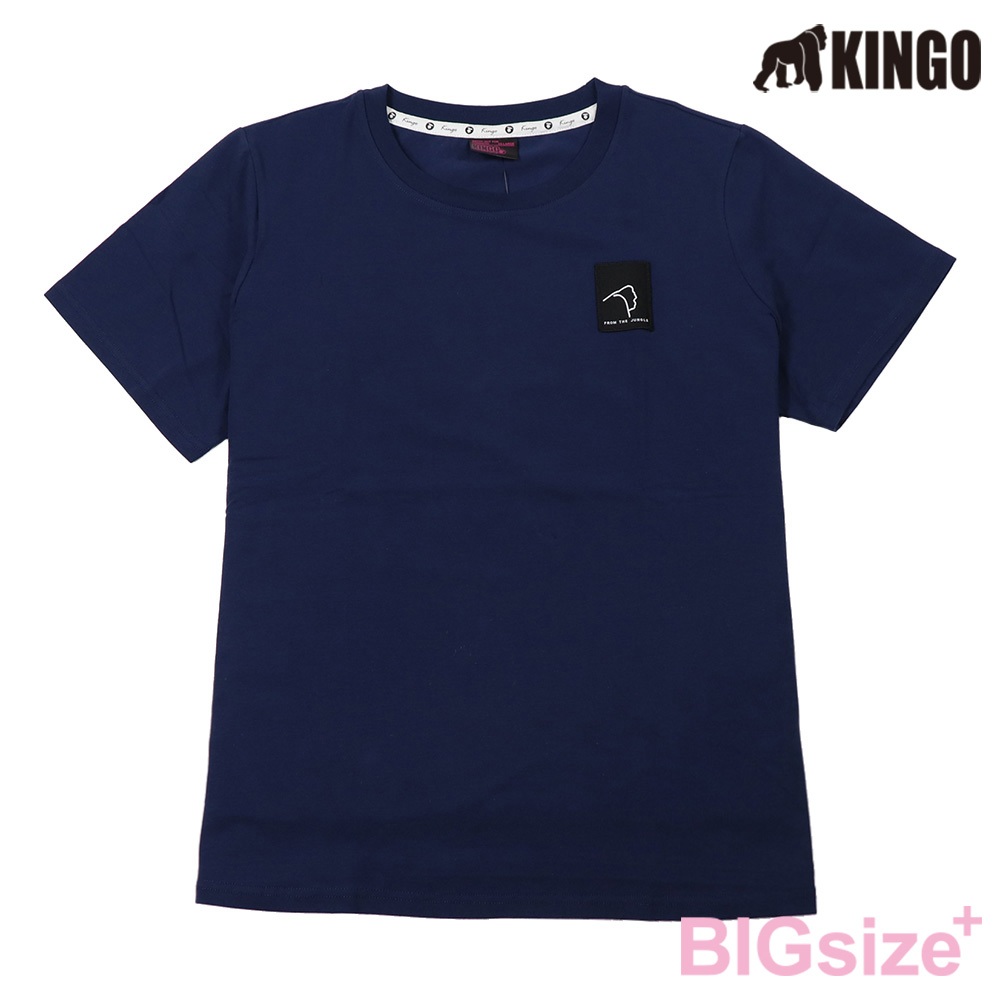 KINGO-大尺碼-女款 圓領T恤-丈青-414129, , large