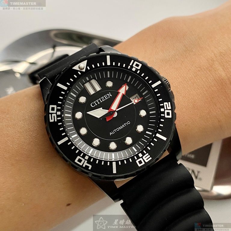[星晴錶業]CITIZEN手錶,44mm,CI00013黑色錶面黑錶殼深黑色矽膠錶帶款, , large