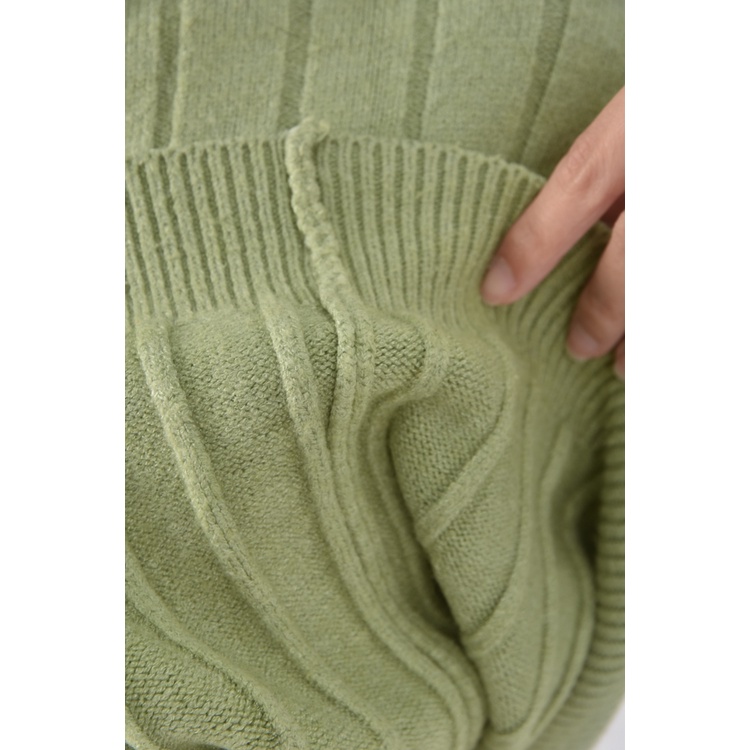 (F) 【依庭私服】質感坑紋綠色長袖上衣二手衣, , large