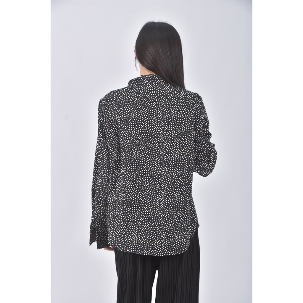 (M) funny powder韓牌質感綁帶黑色長袖上衣二手衣, , large