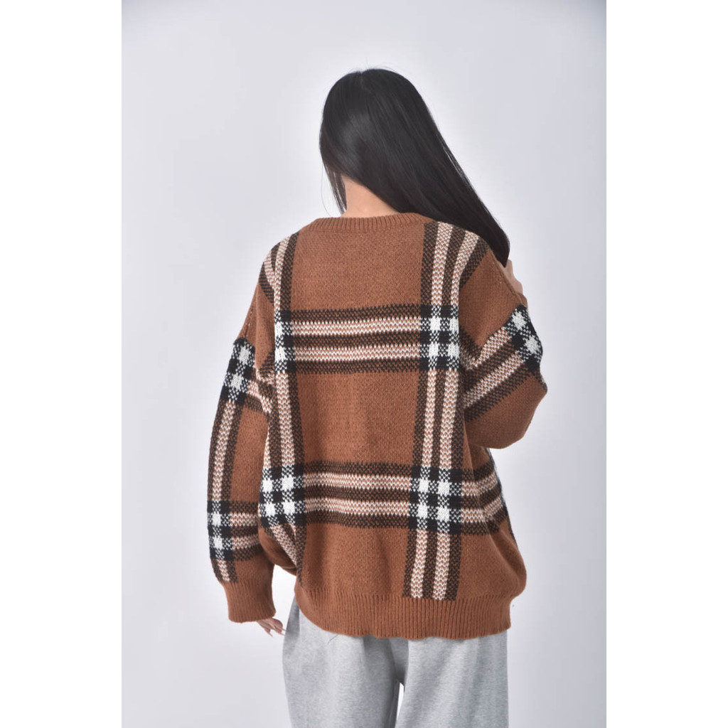 (2XL) 格紋棕色長袖上衣二手衣, , large