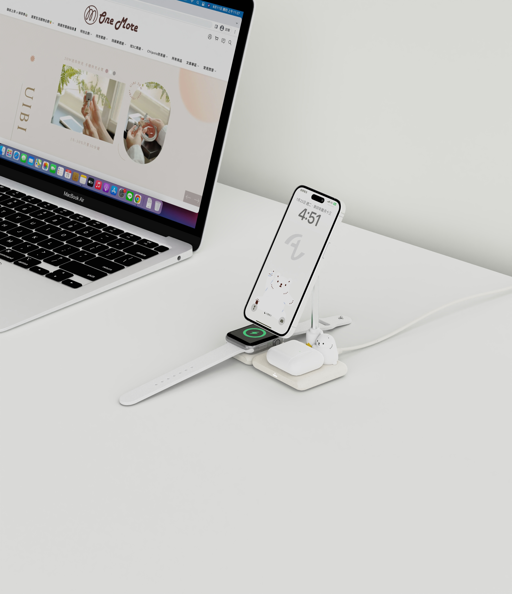 [萬摩科技]Allite WQ1 磁吸無線充電座 白白日記聯名款, , large
