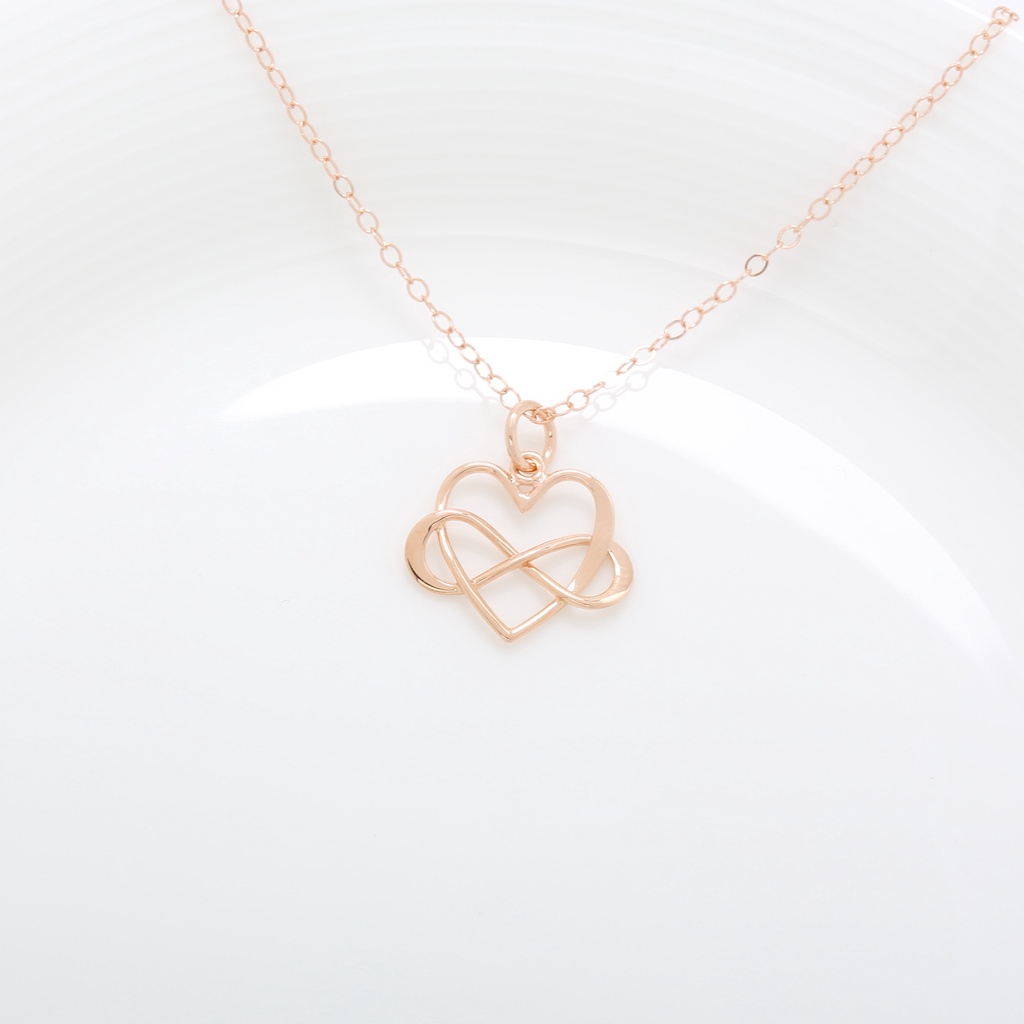 【Angel & Me】Endless love s925 sterling silver 18k Rose gold-plated necklace gift, , large