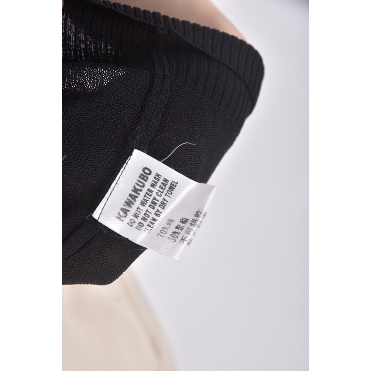 (S) kawakubo棉質V領黑色長袖上衣二手衣, , large