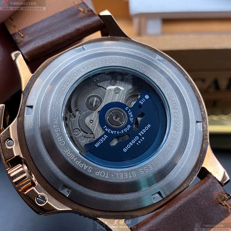 [星晴錶業]GiorgioFedon1919手錶,44mm,GF00026古銅色錶面玫瑰金錶殼咖啡色真皮皮革錶帶款, , large
