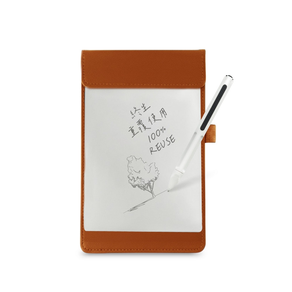 【Green Board】A5磁性電紙板 MTA5進階收納組(電紙板+手寫筆+皮革夾) MIT雙專利設計 0.5mm超薄軟性電子紙 局部清除手寫板, , large