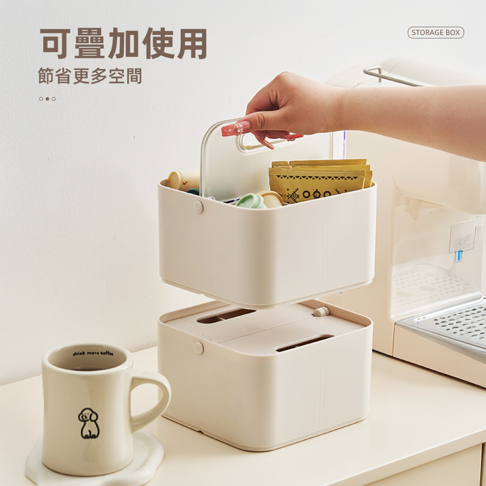 【上手家居】手提桌面收納盒四格款 透明蓋四格(手提收納盒/文具收納盒/塑膠收納盒/盒子收納盒/多格收納盒), , large