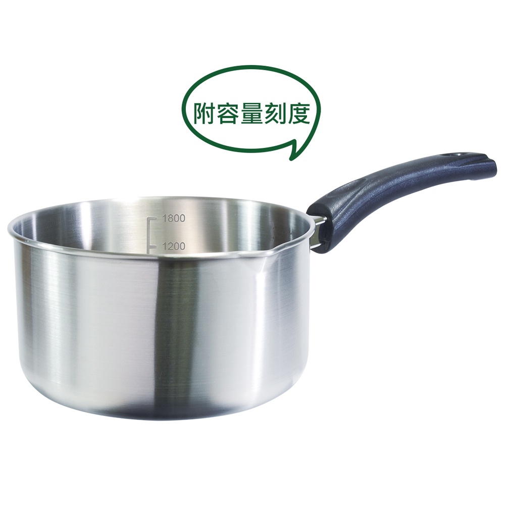 PERFECT 理想牌 極緻316不鏽鋼雪平鍋湯鍋可當刻度量杯 無蓋18cm-Leidea樂德兒, , large