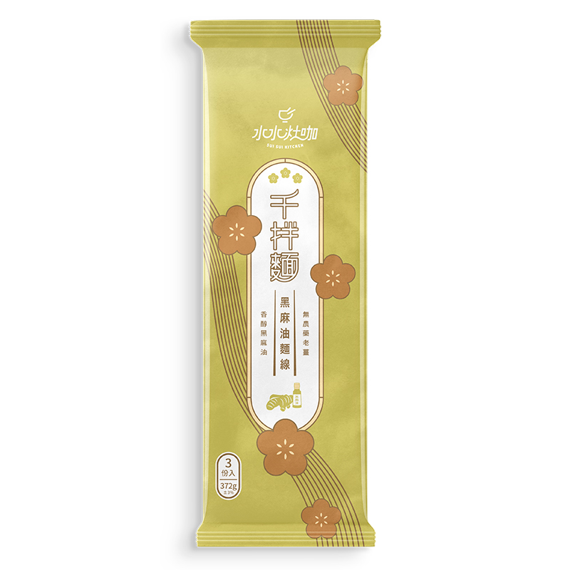 水哦千拌麵-黑麻油麵線372g, , large