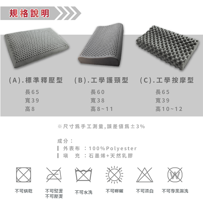 ［熊棉］黑科技石墨烯乳膠智慧枕, , large