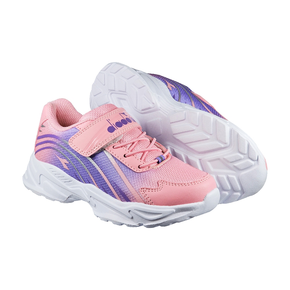 DIADORA迪亞多那 競速小將兒童運動鞋 童運動鞋 童鞋 寬楦 透氣 保護後跟 吸震 減壓 健康鞋墊 止滑 黑綠 粉紫, , large