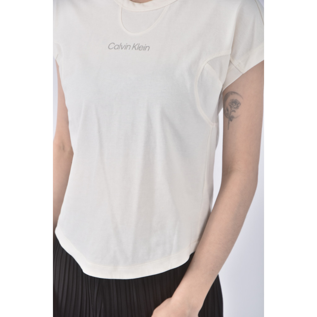(S) calvin klein質感棉質圓領白色短袖上衣二手衣, , large