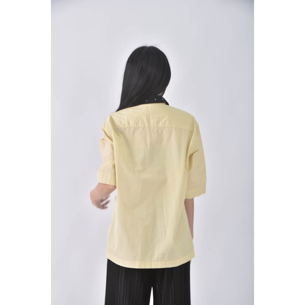 (L) margaret howell質感點點白色短袖上衣二手衣, , large