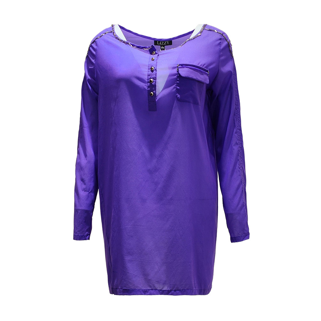 Lizzy紫羅蘭透紗休閒上衣, , large