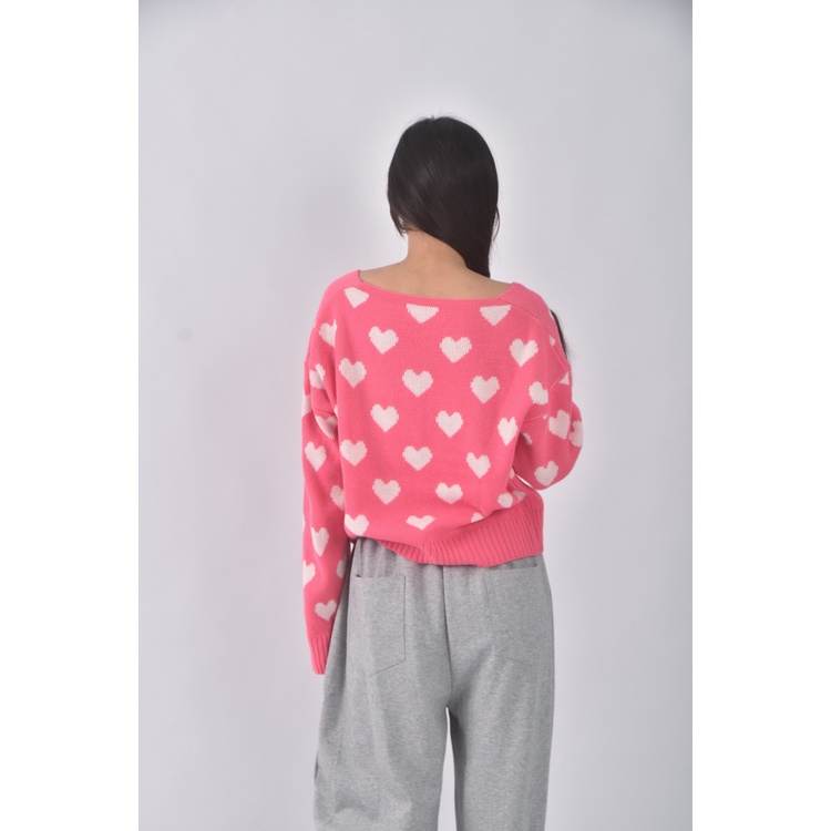 (XL) white韓牌質感愛心粉色長袖上衣二手衣, , large