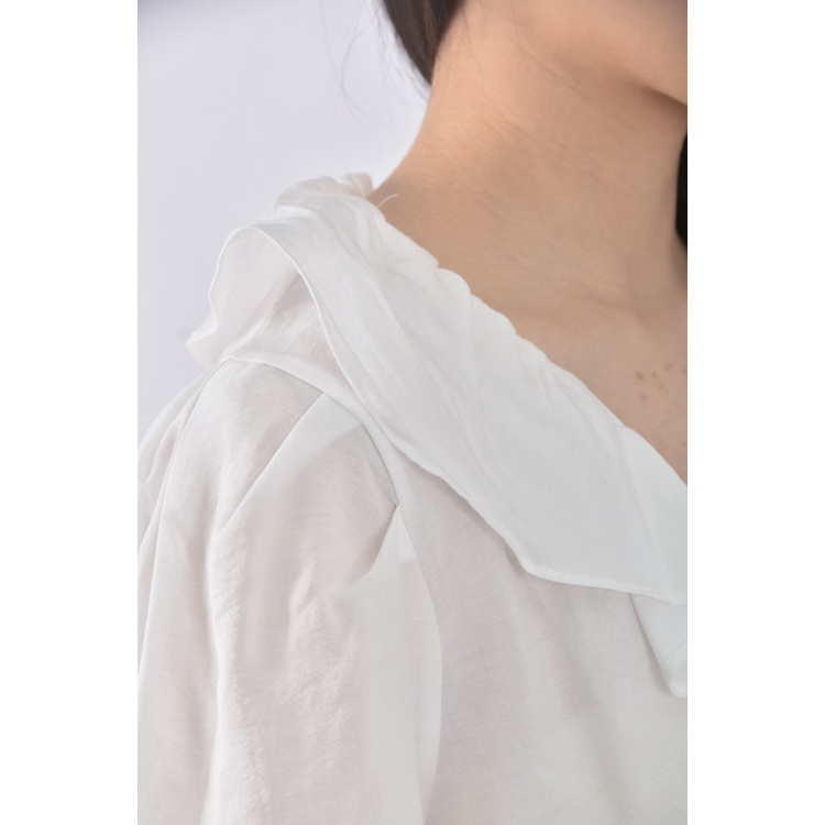 (S) sugar offices公主袖白色襯衫上衣二手衣, , large