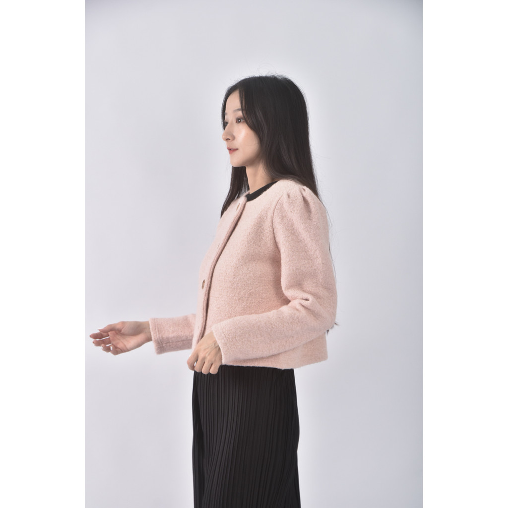 (S) ann story韓牌修身短版立領粉色外套二手衣, , large