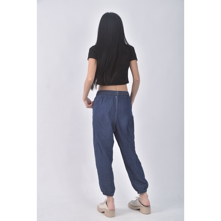 (L) fashion高腰七分藍色長褲二手衣, , large