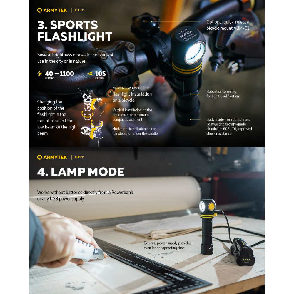 【電筒王】 加拿大 Armytek ELF C2 1100流明 頭燈 全泛光 輕巧 尾部磁吸 附電池 USB 防水, , large