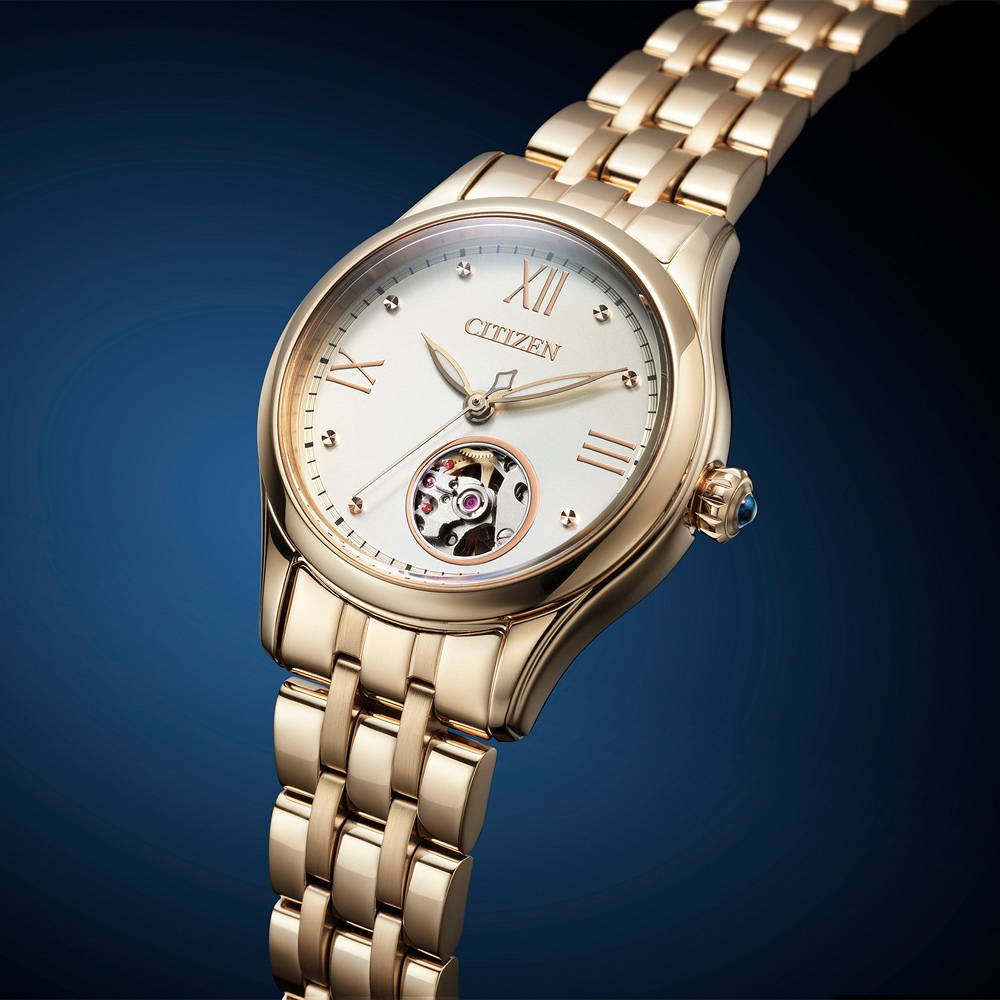 CITIZEN 星辰 小鏤空優雅機械女錶-玫瑰金/28.5mm PR1043-80P, , large