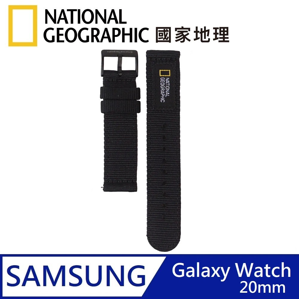 National Geographic Galaxy Watch Nato Strap Nylon Watchband Applicable to Galaxy Watch 20mm - Black 