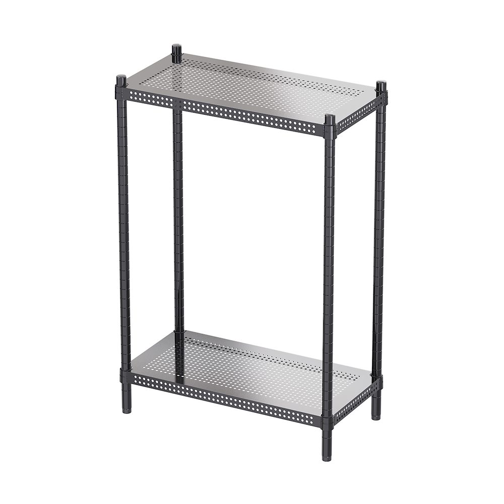 【Y HOUSE】60x30x90公分 極致美學 沖孔兩層收納層架-烤漆黑, , large