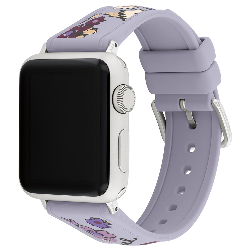 COACH Apple Watch 淡紫花朵錶帶 38/40/41mm適用 矽膠錶帶 禮物 送禮(不含手錶), , large