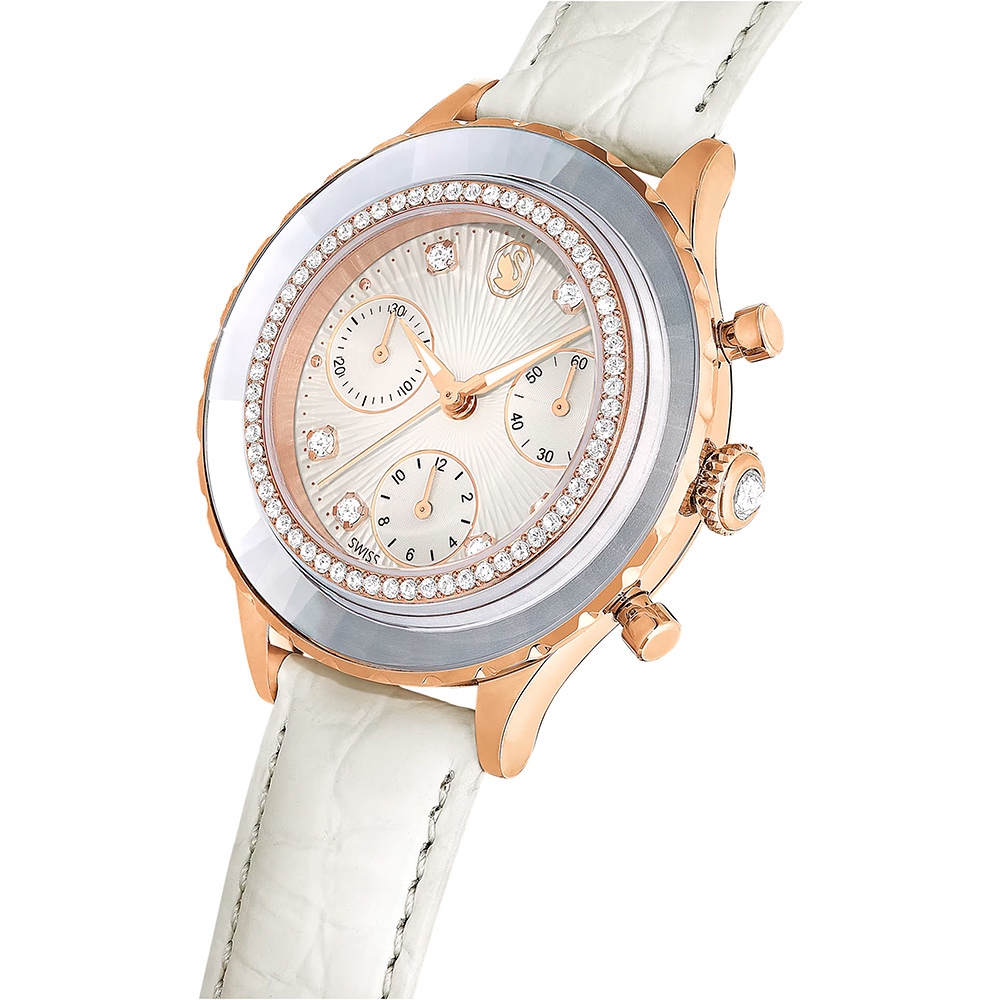 SWAROVSKI 施華洛世奇 Octea Chrono 水晶計時手錶 女錶-37mm(5671150), , large