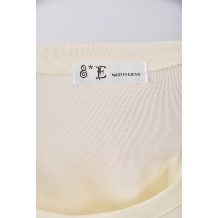 (M) 8 e質感棉質圓領杏色短袖上衣二手衣, , large